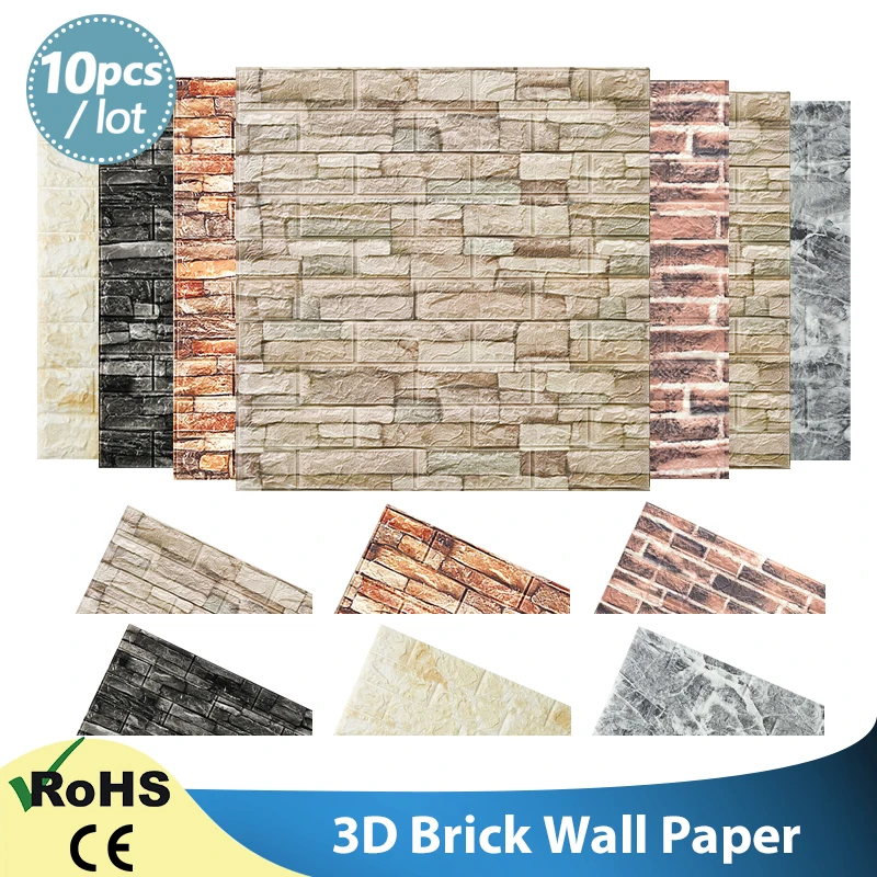 3D-обои с рисунком кирпичного камня самоклеящиеся водонепроницаемые 3D-наклейки