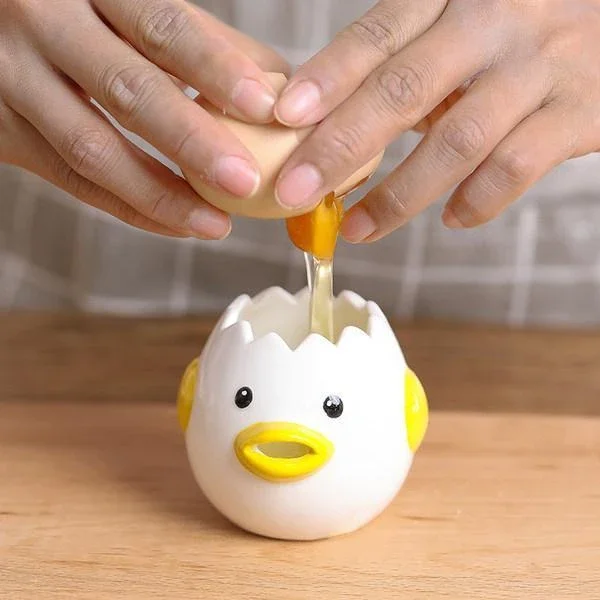 

Cartoon Chick Ceramic Egg Divider White Egg Yolk Separator Creative Egg Liquid Filter Baking Utensils Egg Holder Kitchen Supply
