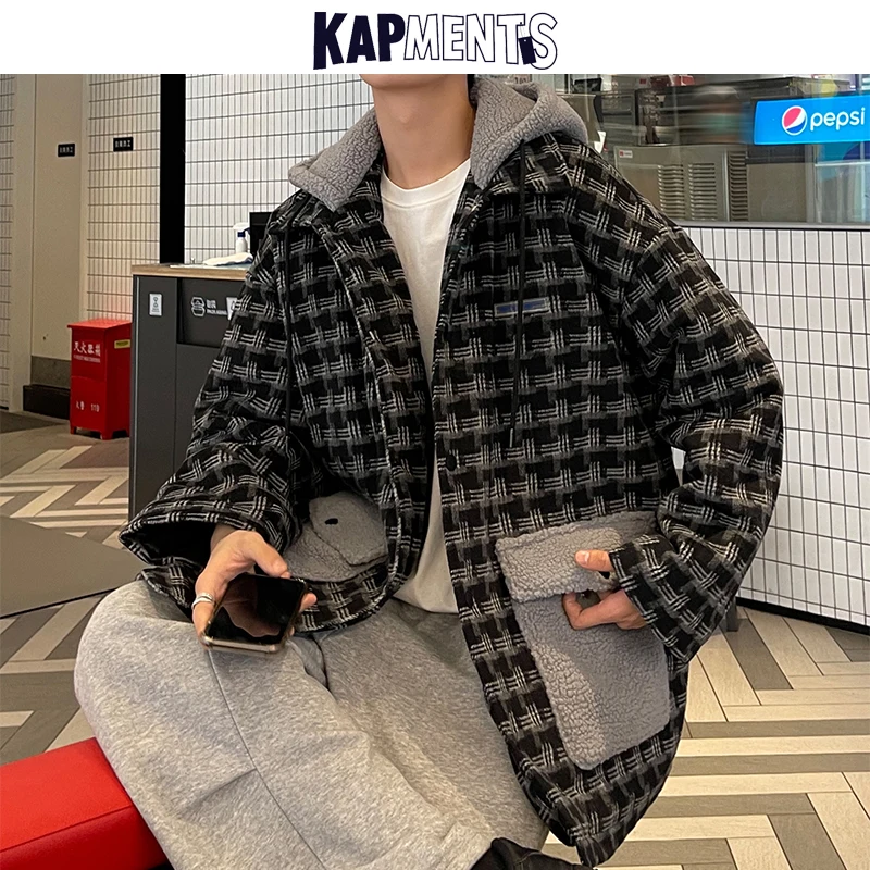 

KAPMENTS Men Big Pockets Winter Hooded Parkas 2022 Mens Loose Fashion Zipper Jackets Coats Male Hip Hop Cotton Outwear Clothing