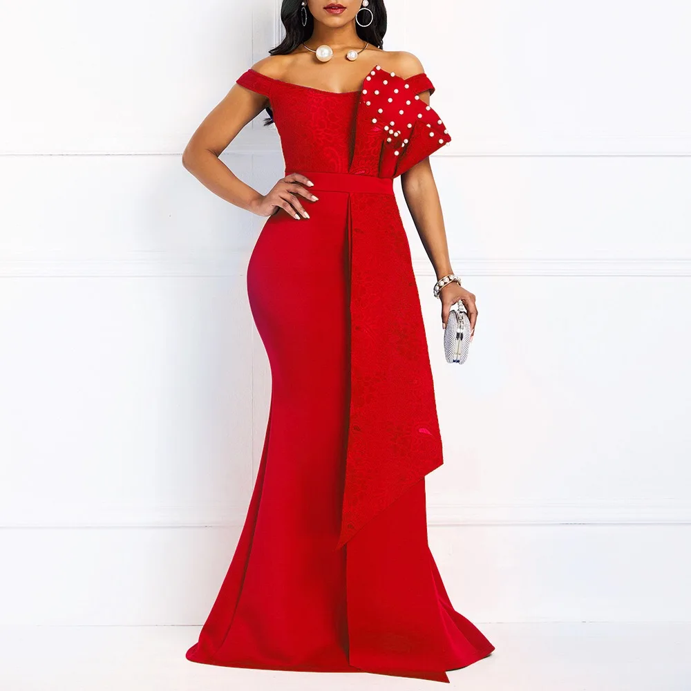 

4XL 5XL Plus Size Dresses Red Women Floor Length Dress Evening Party Wedding Clothing Maxi Sexy Backless Long Dress Elegant New
