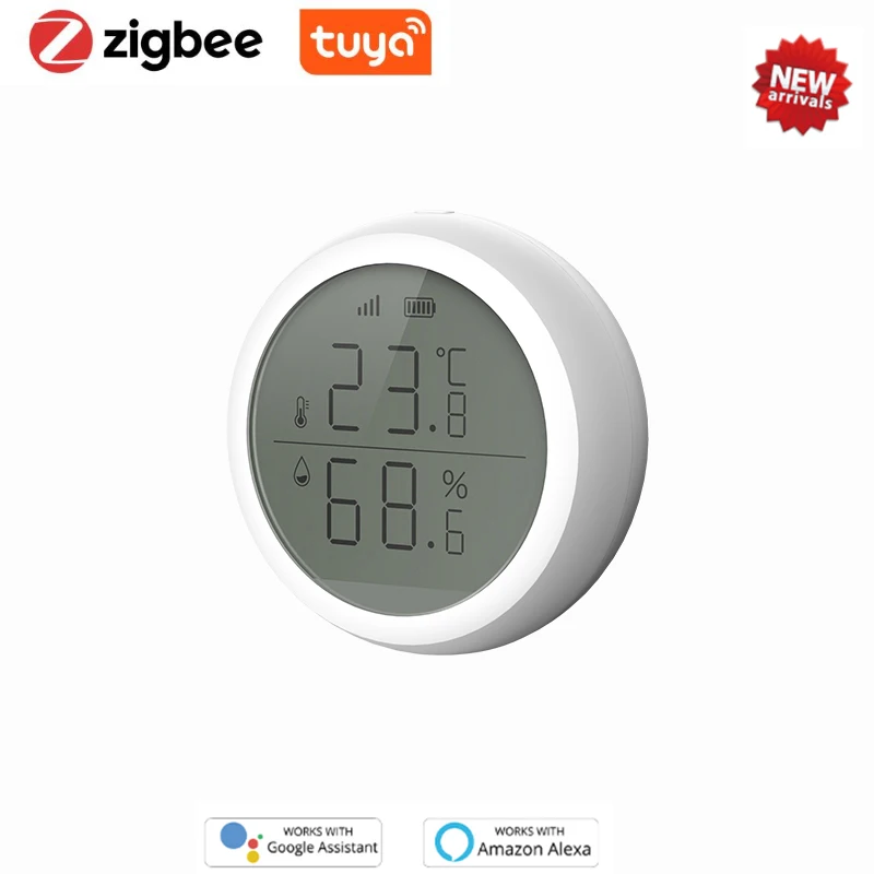 

Tuya ZigBee Temperature And Humidity Sensor With LED Screen Automatically Alarm Smart Home Support Alexa And Zigbee Hub