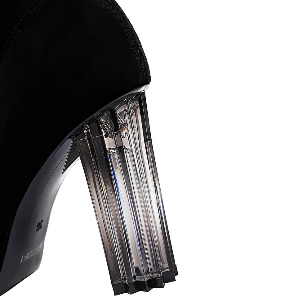 

Quality Crystal High Heel Pointed Toe Ankle Boots 2020 New Winter Socks Shoes Fashion Women Booties Size 34-40