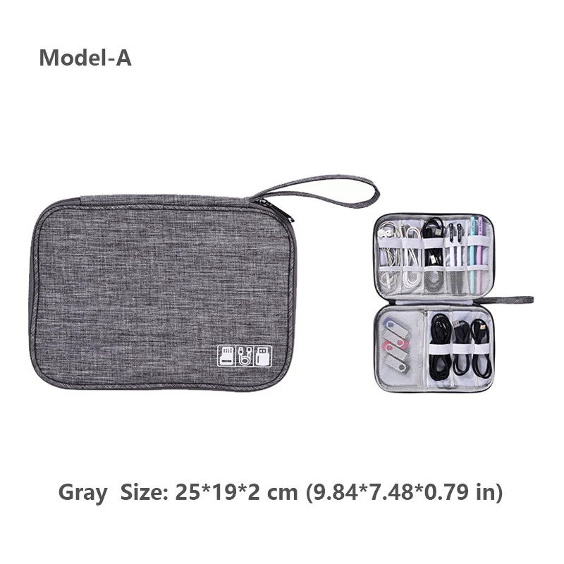 Model A Gray Сумка для проводов, органайзер для проводов, цифровая сумка, чехол для флешек, сумка для гаджетов, зарядки, органайзер для кабелей, чехол для наушников, хранение проводов, органайзер для электроники, домашнее хранение - Цвет: Model A Gray