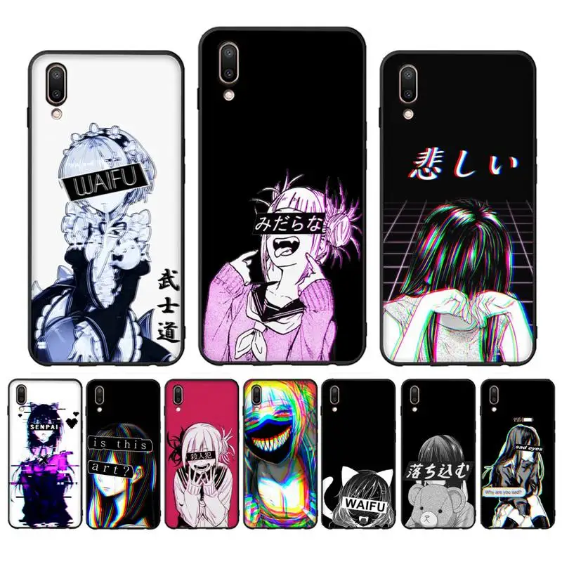 

Sad Anime Aesthetic Senpai Phone Case Case For Oppo Reno Realme C3 6Pro Cover For vivo Y91C Y17 Y19 Funda Capa