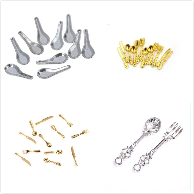 1:12 вилка Ножи суповая ложка столовые приборы для кукол в миниатюре аксессуары