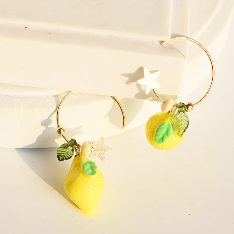 Корейские новые серьги с фруктами для женщин летние милые кисточками лимонами