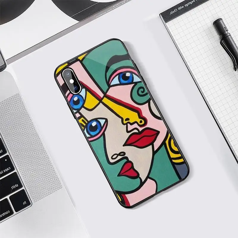 

Picasso abstract Art painting Phone Cases Tempered glass For iphone 5C 6 6S 7 8 plus X XS XR 11 PRO MAX