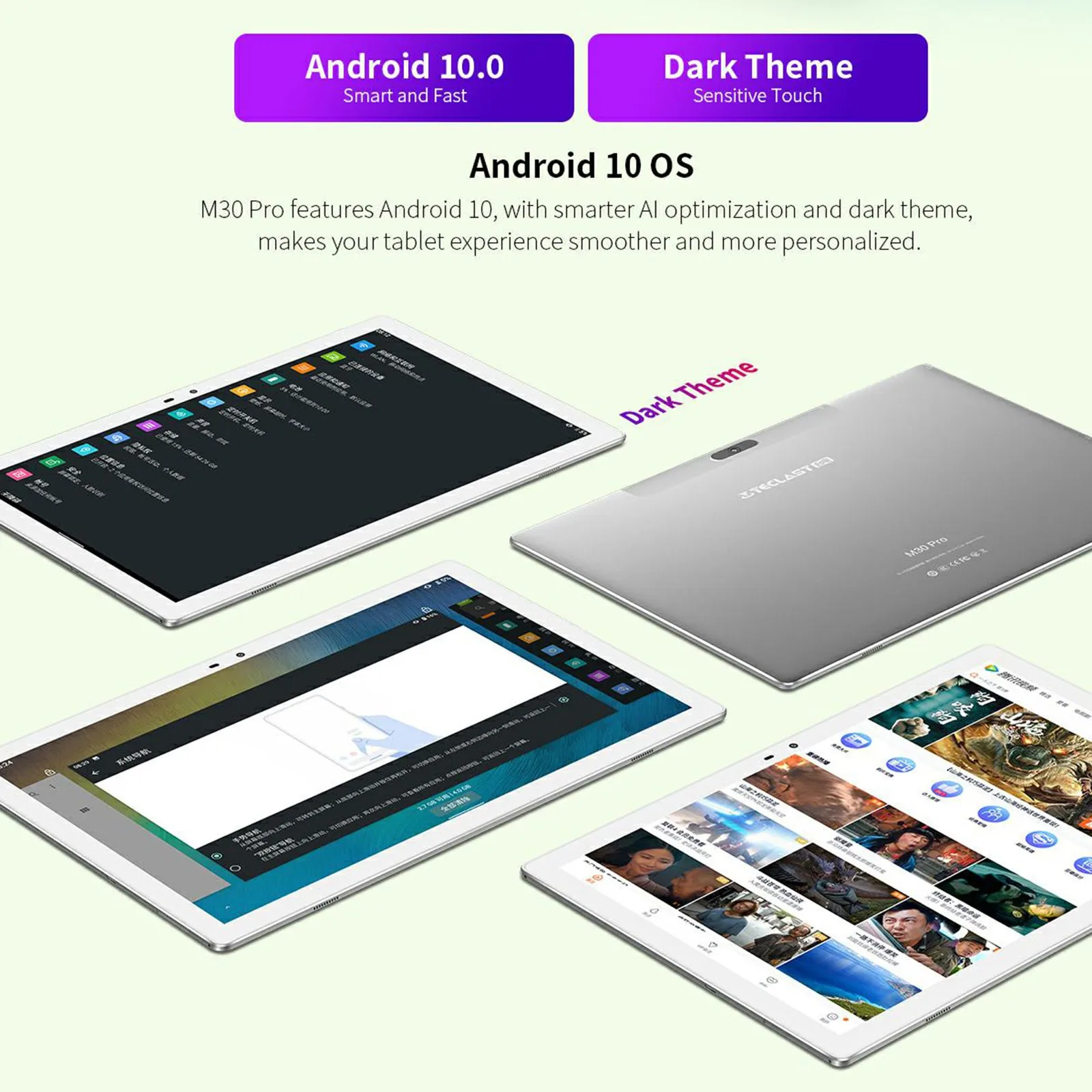 Newest 10.1 inch Tablet Teclast M40 Android 10.0 6GB RAM 128GB ROM Mali-G52 3EE GPU 8MP Camera Bluetooth 5.2 4G WiFi Phone Call |