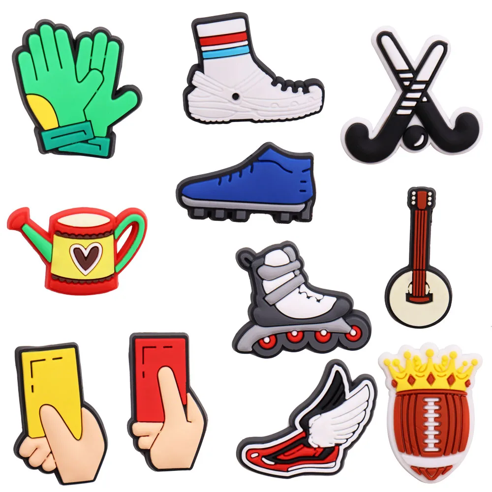 

11PCS PVC Cute Cartoon Fridge Magnetic Sticker Gloves Golf Sneakers Skates Kettle Rugby Crown Red Card Refrigerator Magnets Toy