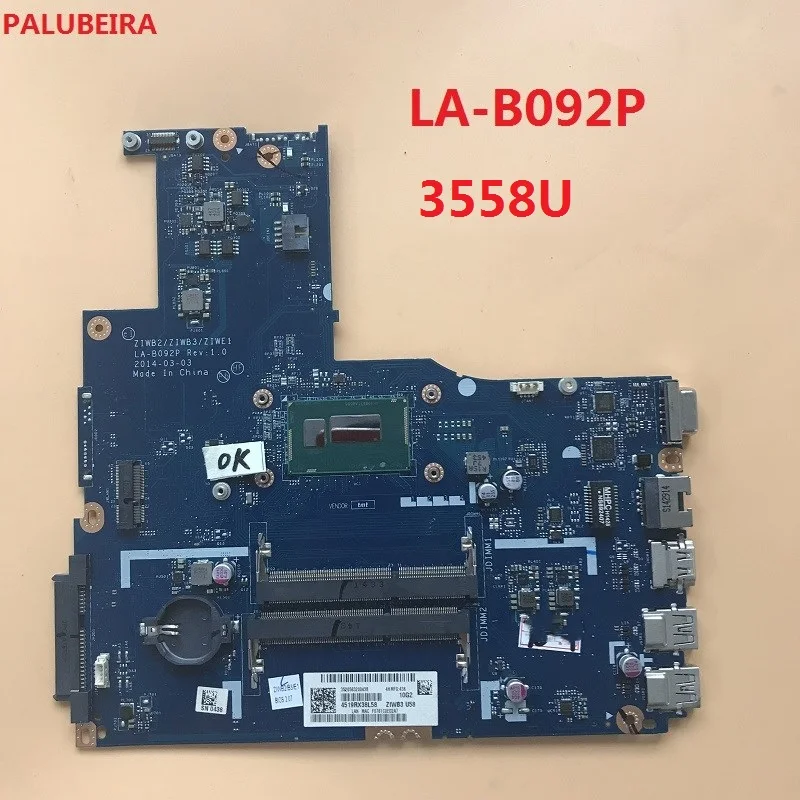 PALUBEIRA LA B092P (для Pentium 3558U CPU) для Lenovo B50 70 80 305 15IBD Материнская плата ноутбука 100%