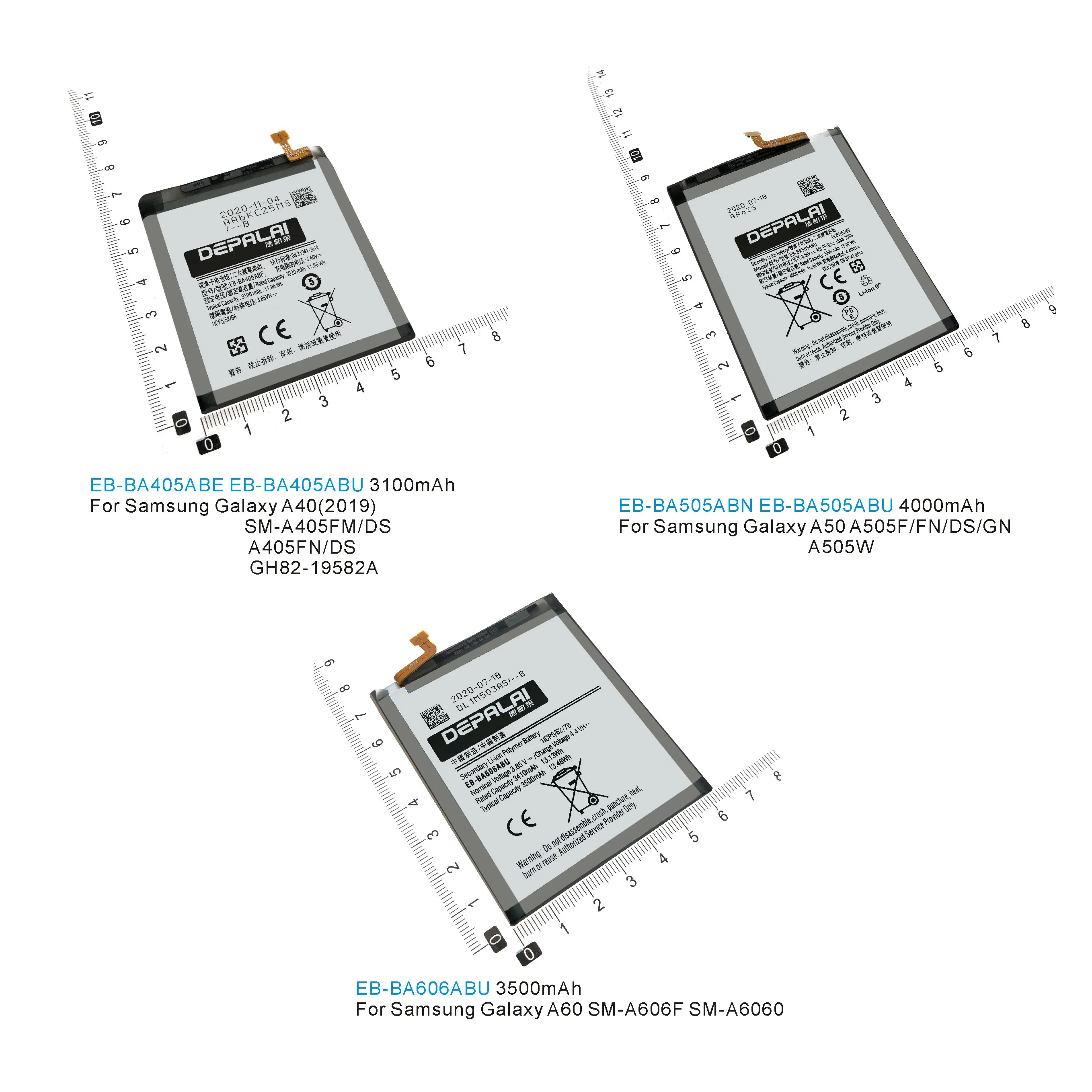 

EB-BA405ABE EB-BA405ABU EB-BA505ABN EB-BA505ABU EB-BA606ABU Battery For Samsung Galaxy A40 SM-A405FM A50 A505F A60 SM-A606F