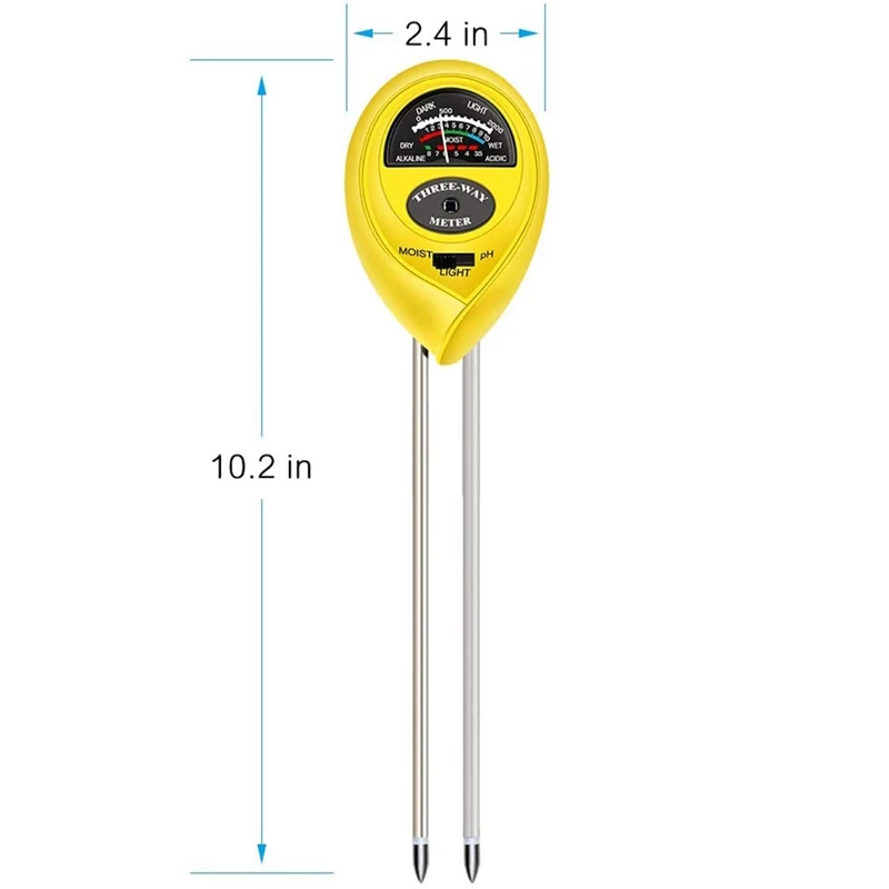 

Soil PH Meter,3-In-1 Soil Tester Kits with Moisture,Moisture Meter& Water Monitor,Light and PH Test for Garden,Farm,Lawn