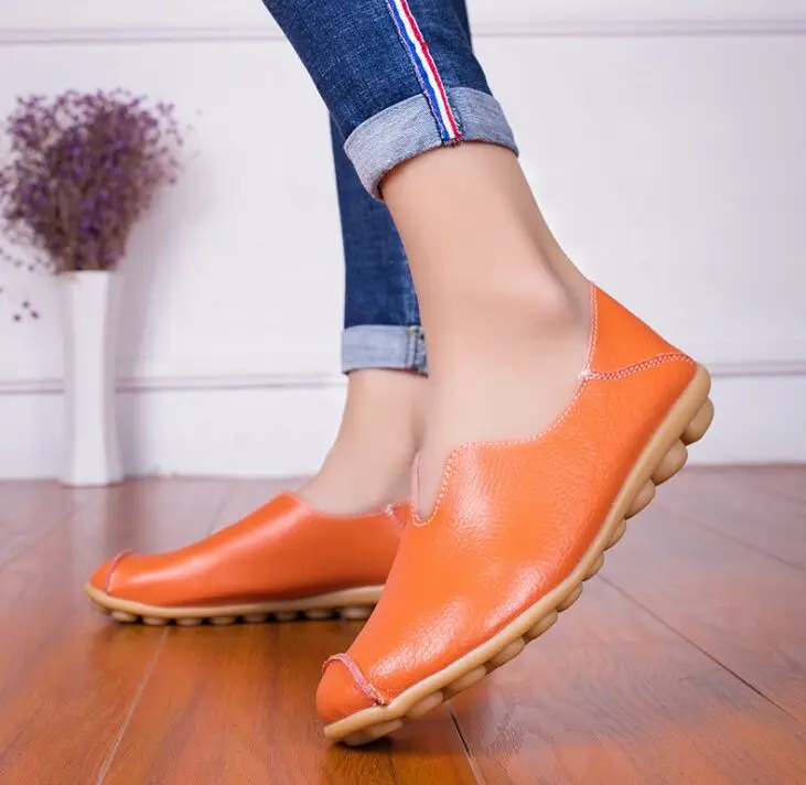 Женская Повседневная обувь из мягкой натуральной кожи дышащая на плоской