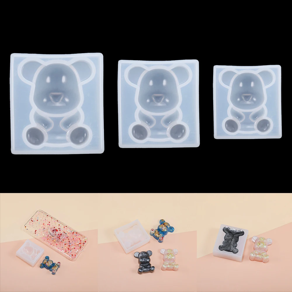 

1 Pcs 3 Sizes Cartoon Cute Bear Silicone Mold Pendant Hairpin UV Epoxy Resin Molds for DIY Craft Silicone Jewelry Making Tools