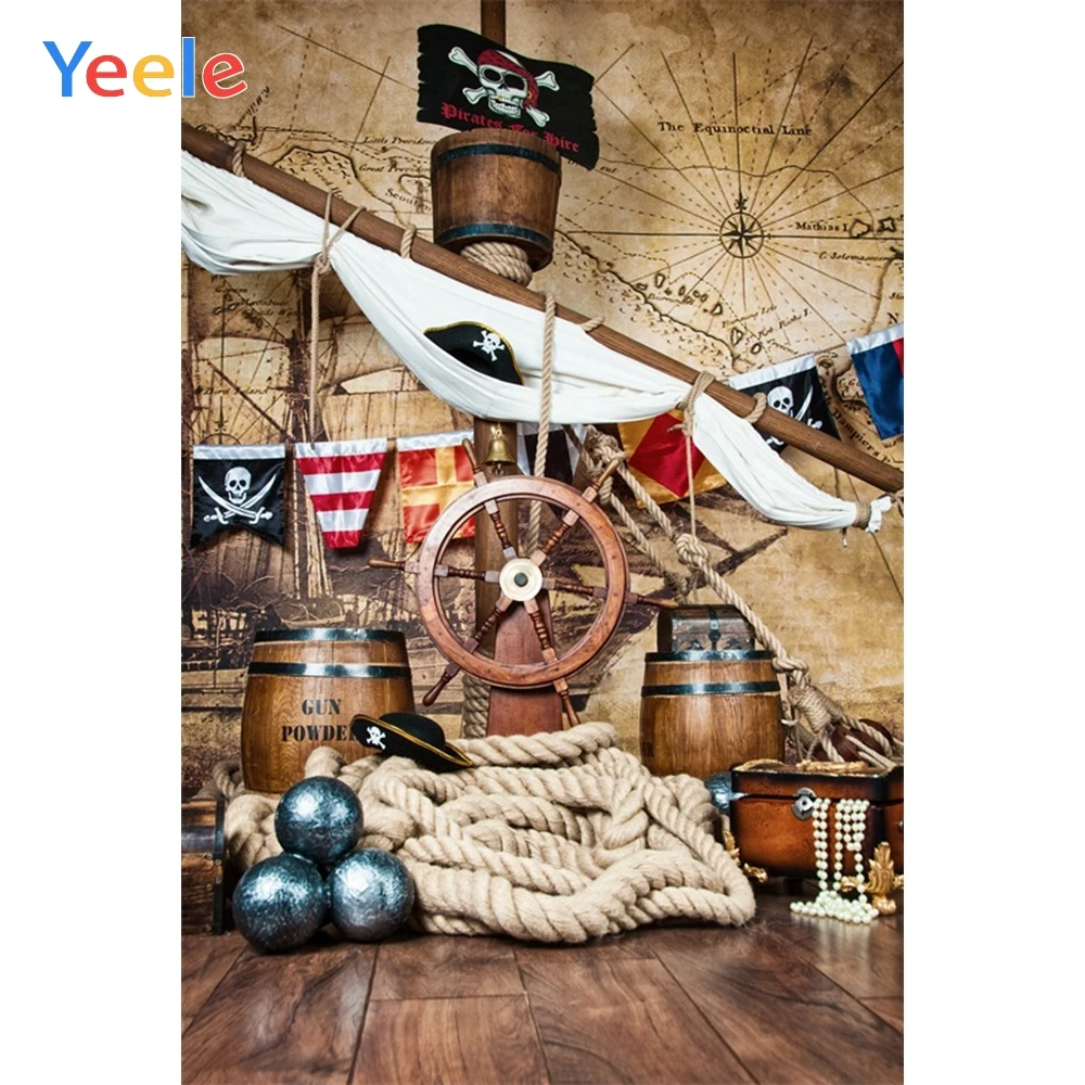 Yeele пиратский день рождения фон для фотографии палуба судна карта мира вечерние Детские Портретные Фото фоны фотосессия Фотостудия
