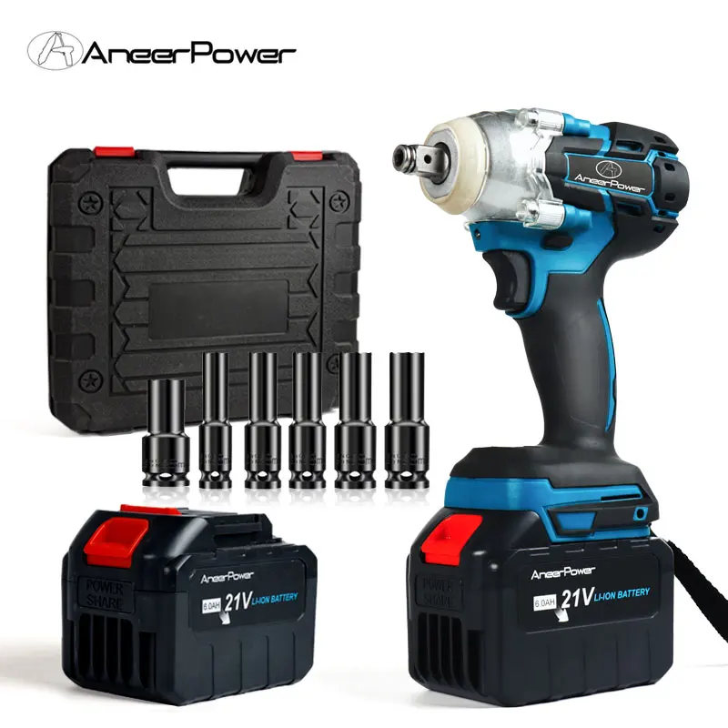 

New 21V Brushless Electric Impact Wrench 350 N.m Rechargeable Lithium Battery Screwdriver Compatible With Makita 18V Battery