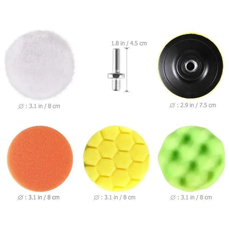 

19pcs Practical 3 Inch Sponge Polishing Pad Car Polisher Waxing Pads Buffing Kit For Boat Car Polish Buffer Drill Wheel