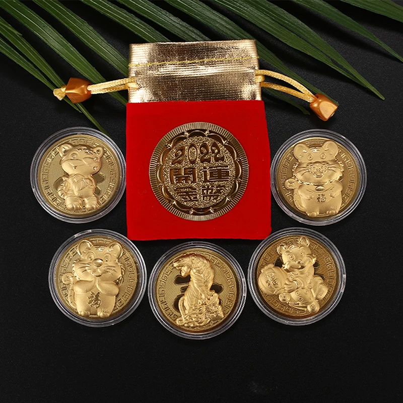 

2022 Year of The Tiger Commemorative Coin Chinese Zodiac Souvenir Coin Silver Plated Non-currency Coins