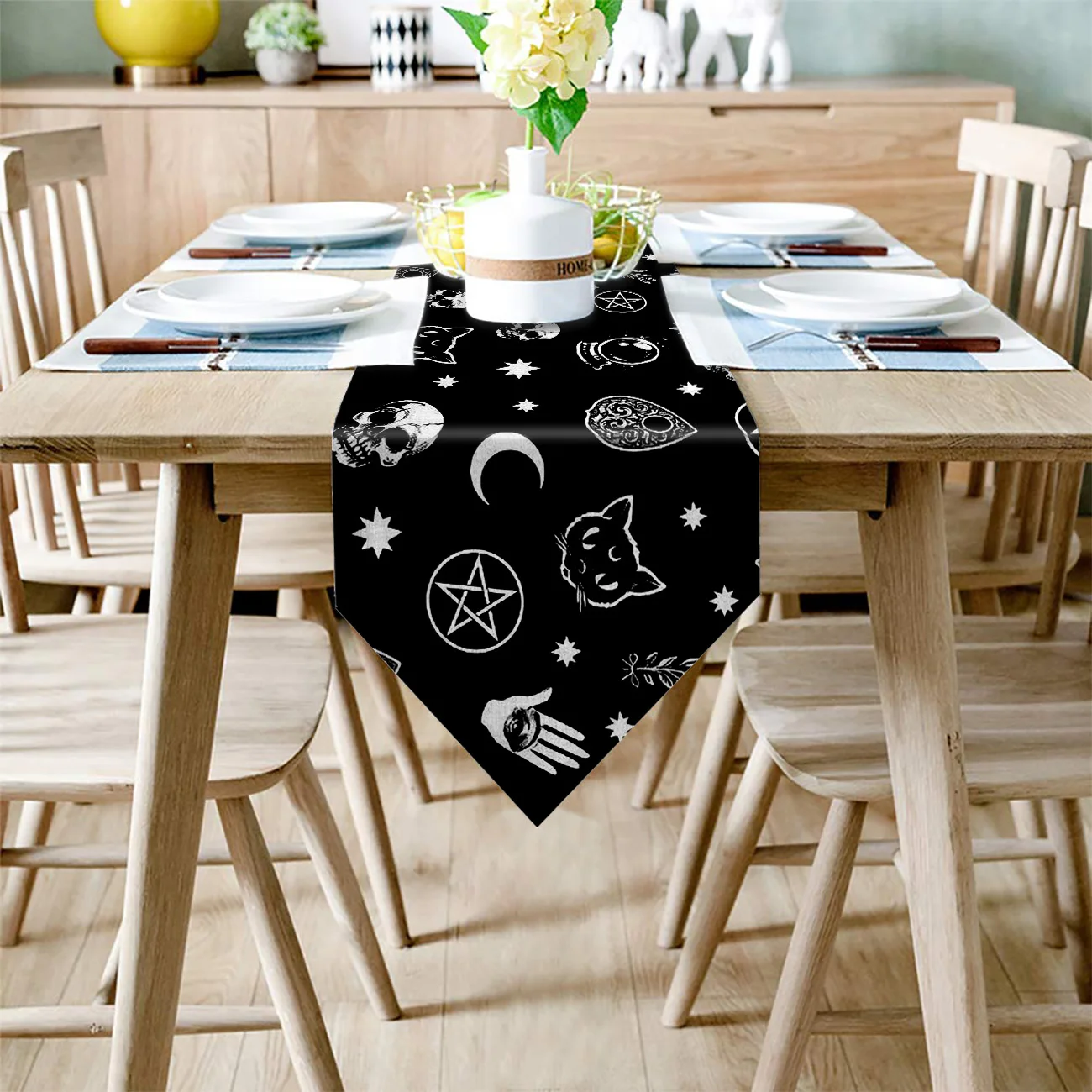 Хэллоуин черная ведьма череп Луна гадание настольная дорожка рождественские