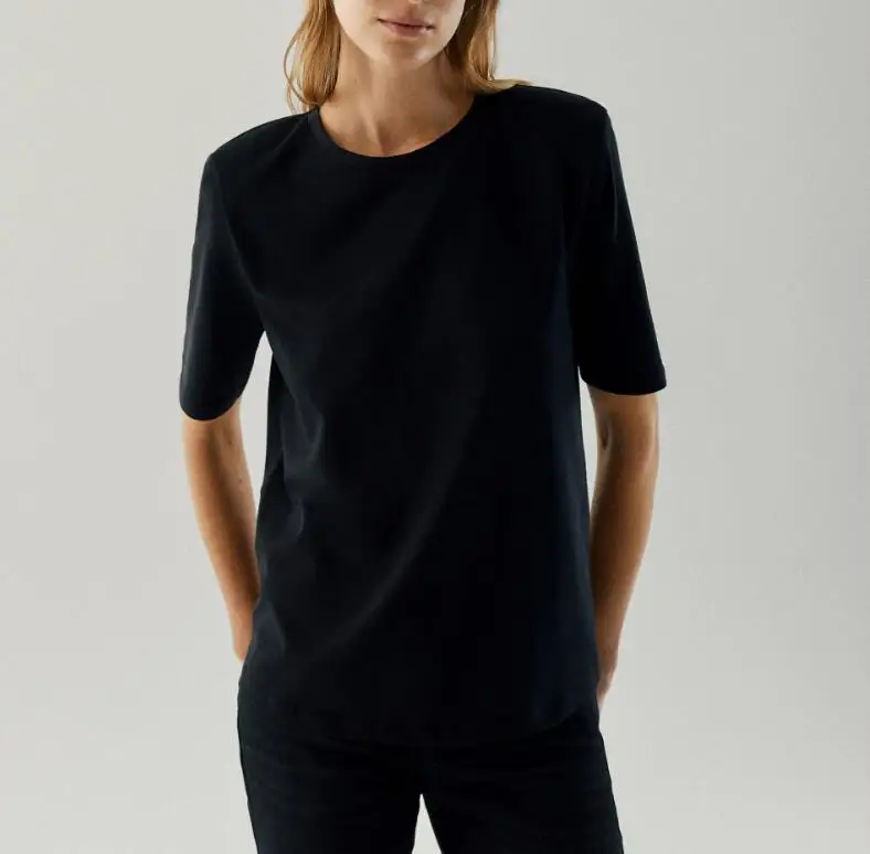 

Women Cotton T Shirt Short Sleeve Lady Casual O Ncke Tee with Pockets Female Loose Tops 2021 Summer
