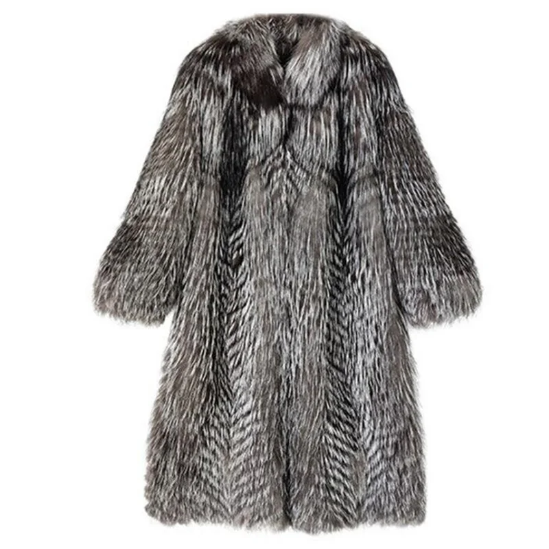Women's fur coats whole fur fox fur long trench coats windbreaker fashion thin autumn winter new пальто куртка женская зима