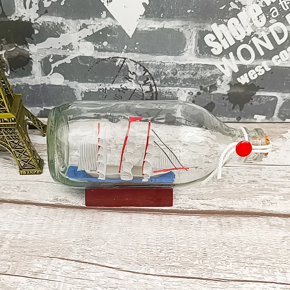 Средиземноморский корабль в бутылке лодка деревянная основа Дрифт бутылка