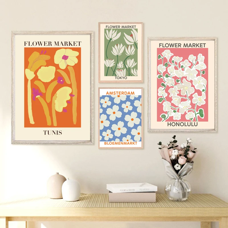 Цветочный магазин вывеска холст картина цветочный рынок плакаты Амстердам