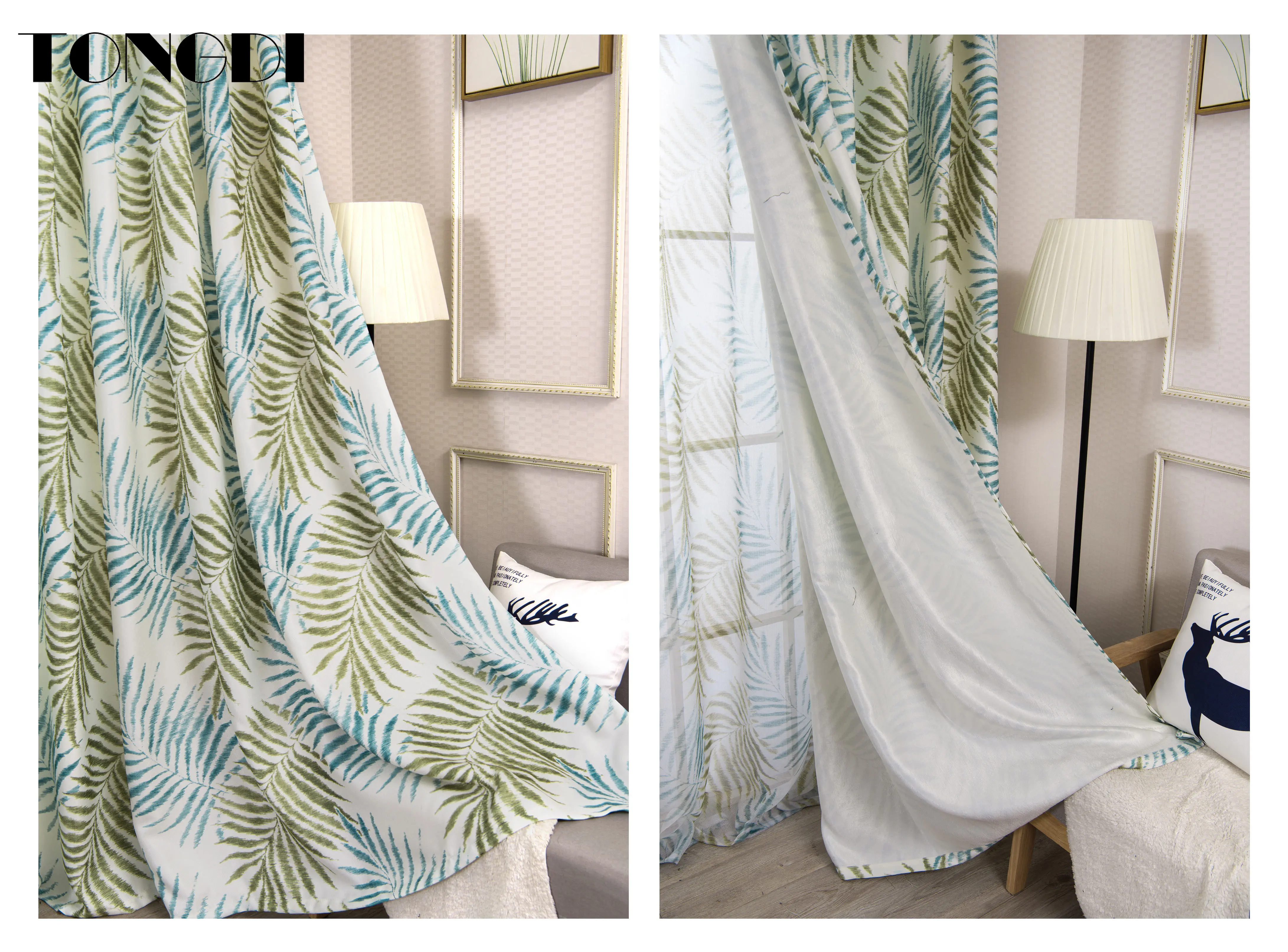 Светонепроницаемые шторы TONGDI с принтом тропических листьев высококачественное