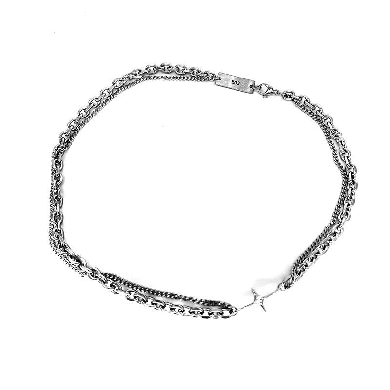 

Titanium steel Multilayer Necklaces For unisex fashion Hip-hop Link Chain Dainty personality Sweater chain Vintage Multi-layer