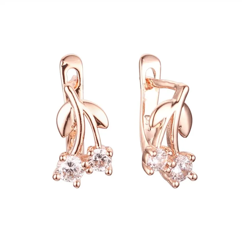style 2 Милая Детская серьга 585 розовые модные золотые ювелирные изделия Прозрачные Серьги из кубического циркония цветок дизайн Висячие серьги для детей - Окраска металла: style 2