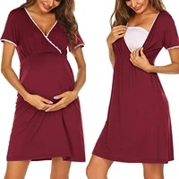 maternity summer dresses pregnancy woman v neck solid short sleeve breast feeding pregnant nursing dress maternity clothes l