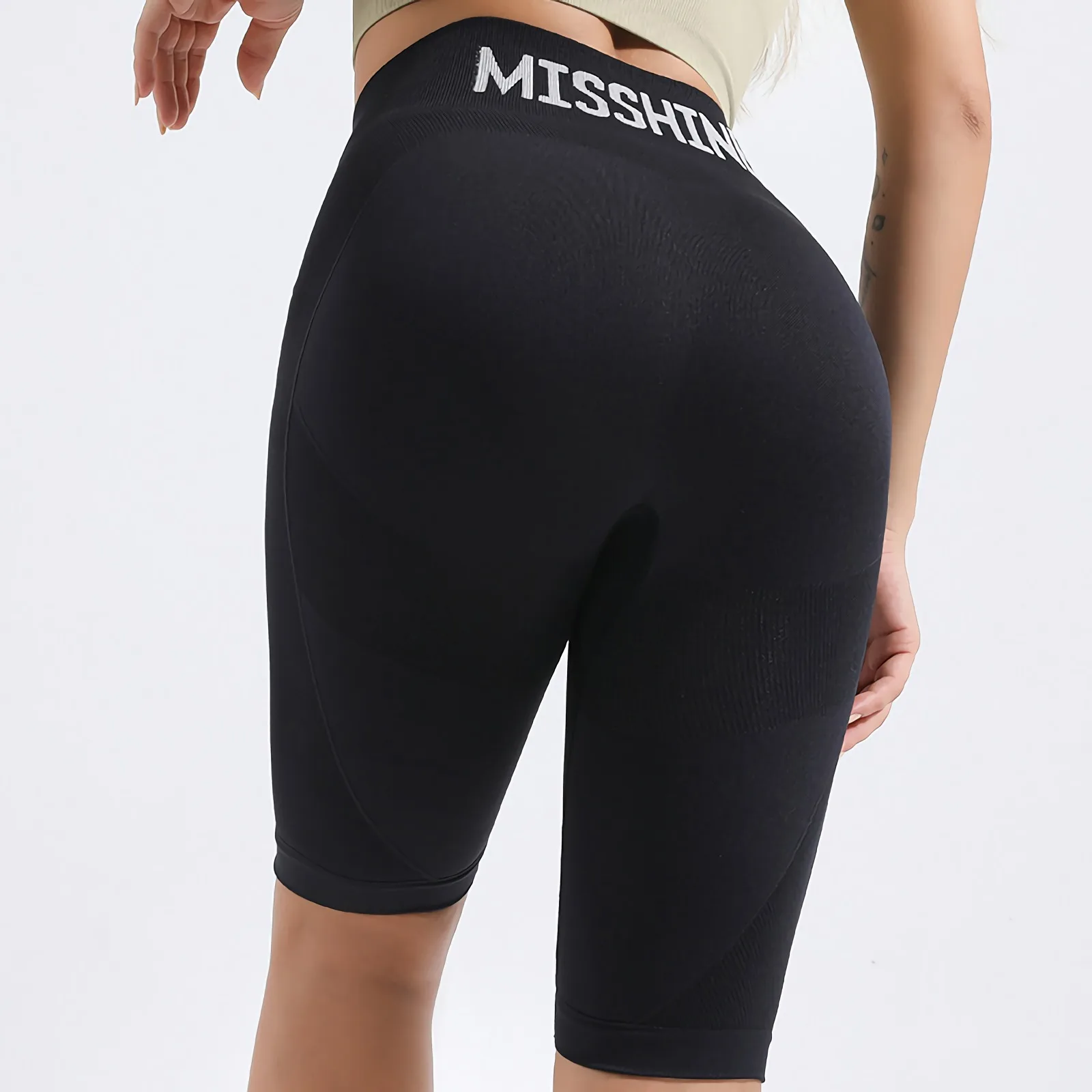 

High Waist Yoga Sports Shorts Women's Tight-fitting Quick-drying Bottom Stretch Running Hip-lifting Fitness Five-point Pants