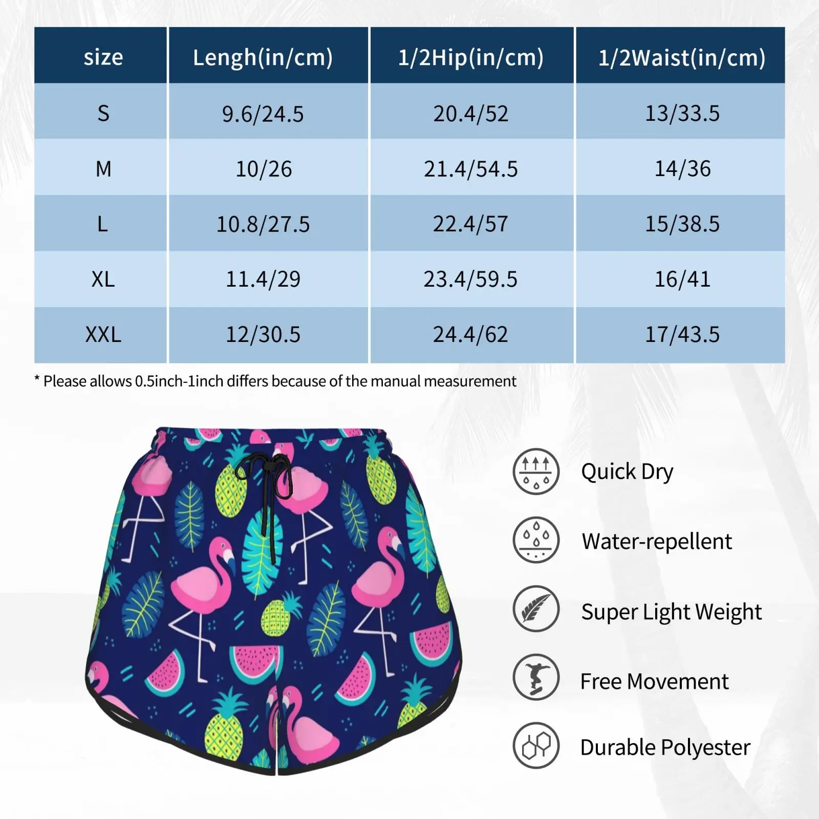 

Flamingo Washable Quarantine Pattern Design Gift Swim Shorts Women Beach Shorts Flamingo Reversible