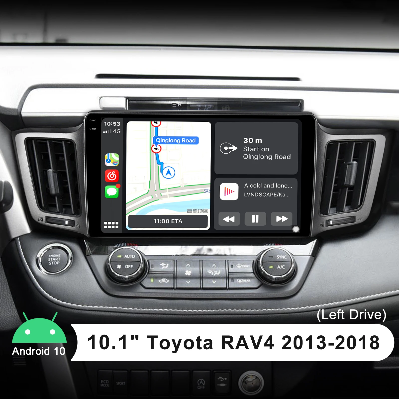 

10.1 Inch Car Radio Stereo GPS Naviagtion Fast Boot With DSP Android10 1280*800 Head Unit For Toyota RAV4 2013-2018(Left Drive)