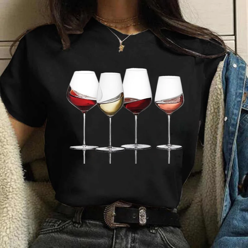 

New Fashion Wine Glass Women Tshirt Harajuku T Shirt Female Printed Short Sleeve Tshirt Lady Yong Girl Top Tee 25855