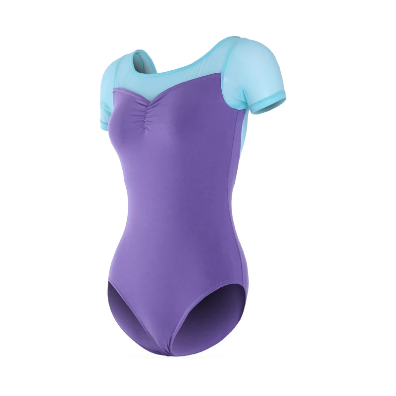 Ballet Leotards for Women Gymnastics Leotard Short Sleeve Mesh Sweetheart Dance Wear Swimsuit Adult | Тематическая одежда и