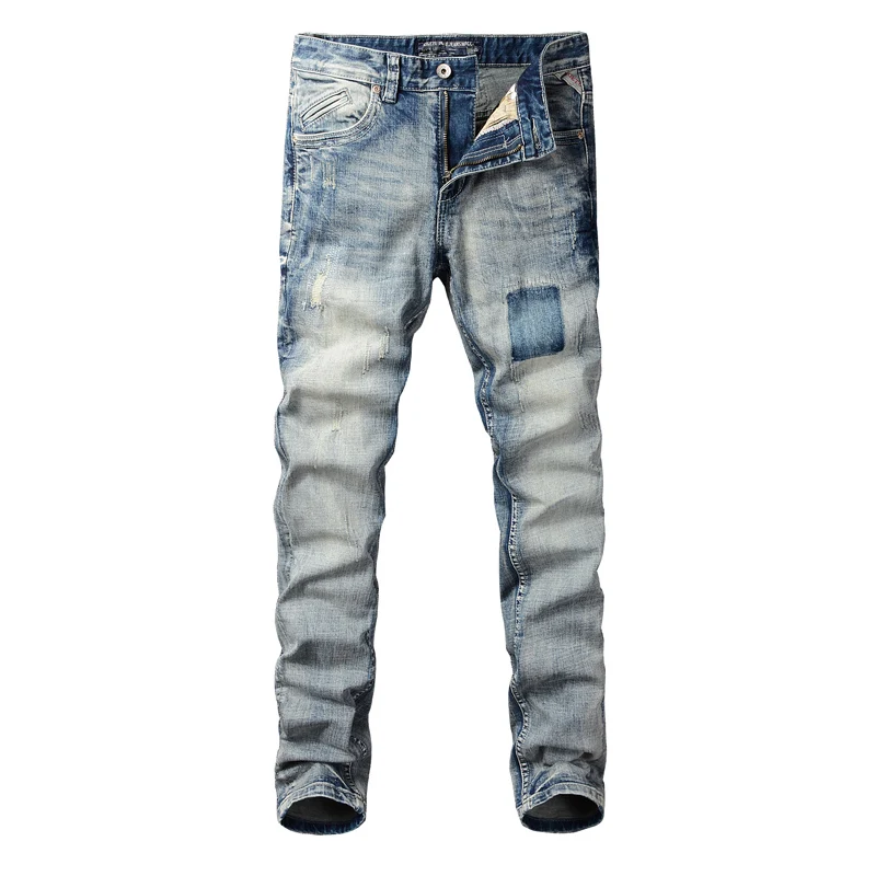 

Mens Youthful Straight Slim High Quality Jeans Pants DenimCasual Harem Male Fashion Trousers Streetwear Man solid Versatile