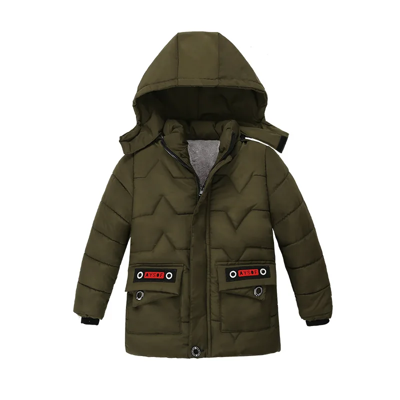 Детское зимнее пальто для мальчиков теплые куртки с капюшоном пуховики