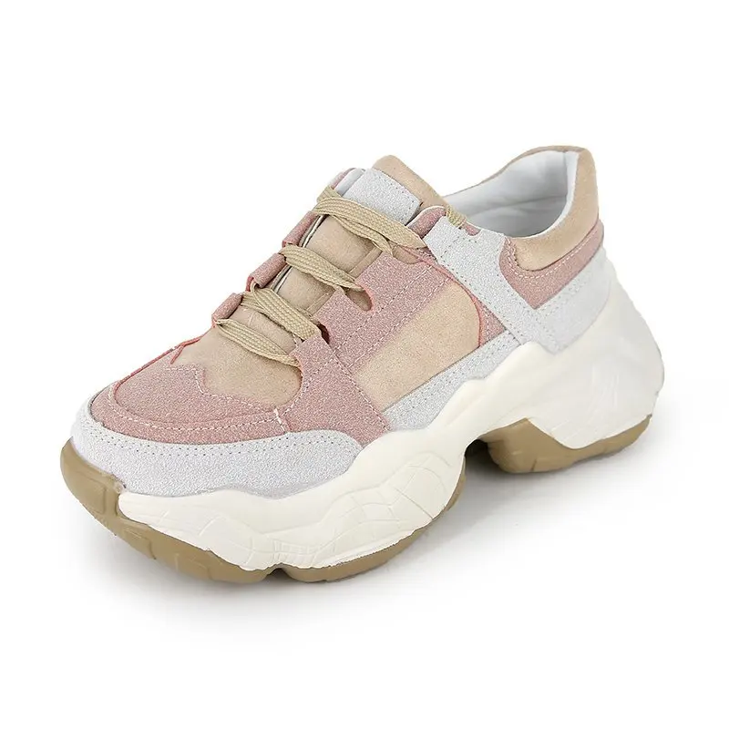 Женские кроссовки на плоской платформе дышащие Уличная обувь толстой подошве