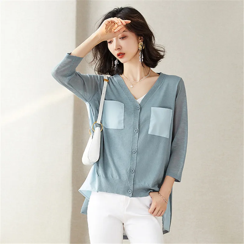 Вязаный свитер кардиган корейская мода женская Свободная вязаная куртка