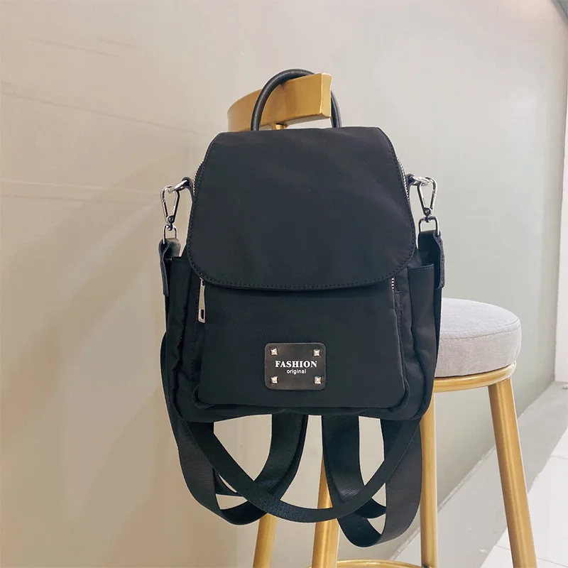 

Waterproof nylon backpack flip magnetic buckle multi-pocket can be one-shoulder lady bag casual simple shoulder bag