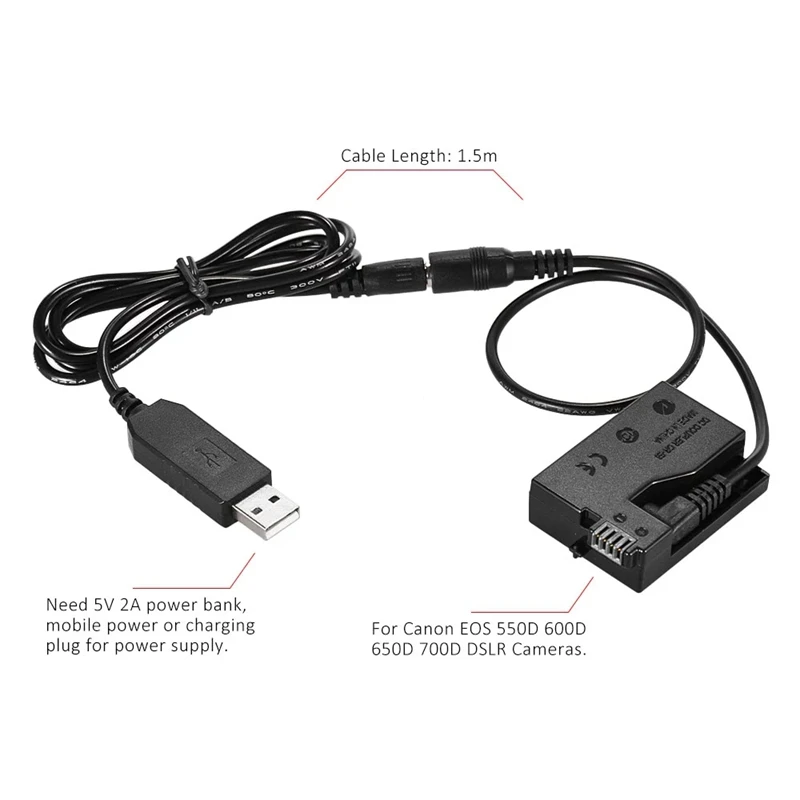 DR E8 манекен Батарея с блоком питания постоянного тока для Мощность банк USB Кабель