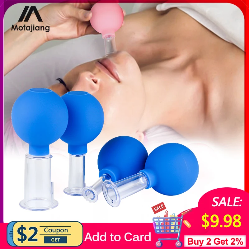 Банки пластиковые для вакуумного массажа лица антицеллюлитный массаж 4 шт. Набор