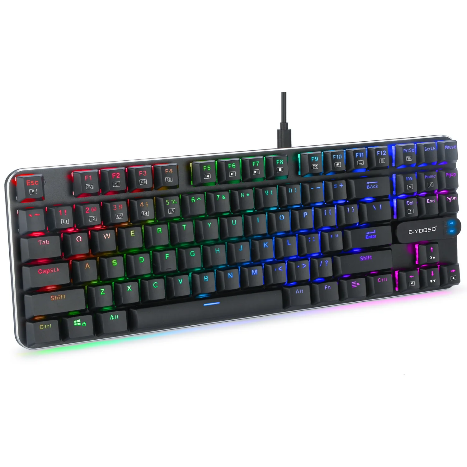 huo ji e yooso z 66 low profile tkl mechanical keyboard linear red switch rgb led backlit 87 keys anti ghosting wired keyboard free global shipping