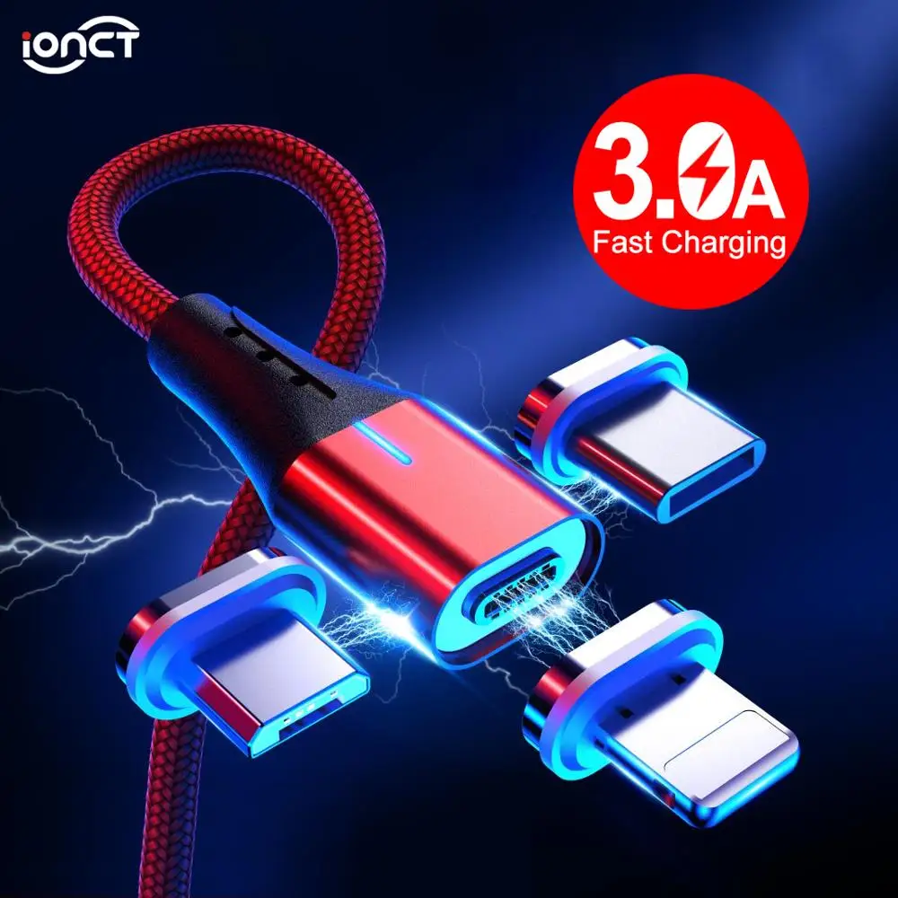 IONCT 3A Магнитный Micro Usb кабель type C QC 3 0 Быстрая Зарядка телефона Microusb магнитное