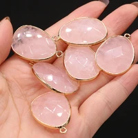 hot natural stone pendants big water drop pink crystal charms for fashion jewelry making diy women necklace accessories