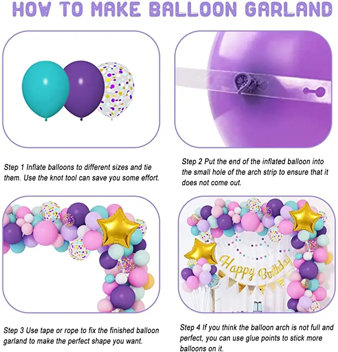 103Pcs/set Unicorn Balloons Arch Garland Purple Birthday Balloon Banner for Girls Party Baby Shower Decor Supplies | Дом и сад
