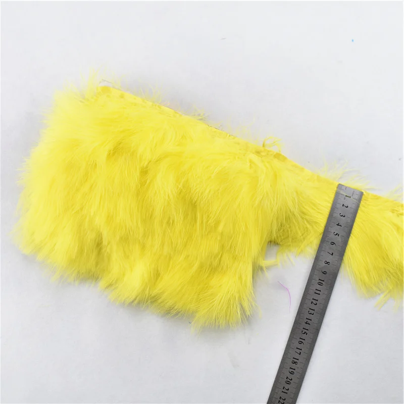 Yellow 1 ярдов/партия, натуральные пушистые перья марабу, отделка, бахрома, перья индейки, для рукоделия, перья, лента, одежда с боа, свадебное украшение - Цвет: Yellow