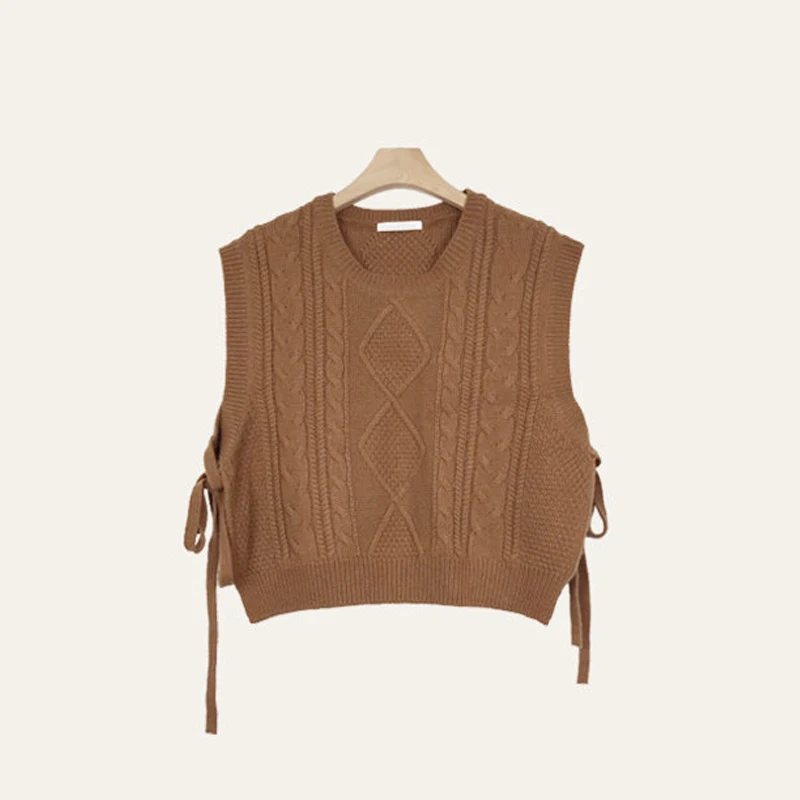 

Pullover Vest Sweater Autumn Winter Short Knitted Women Sweaters O-neck Vest Sleeveless Oversize Sweater 2021 Casual Tops 10975