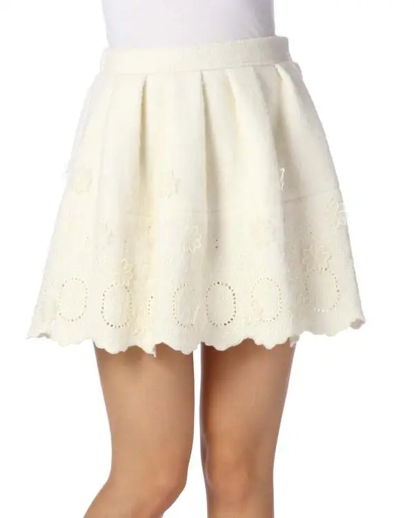 Японские юбки из смешанной шерсти L * Z Лизы с вышивкой и волнистой каймой | Женская